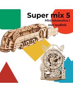3D puzzle super mix 5 (Lokomotiva i budilnik) - 252-1-1-1-1-1