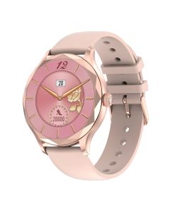 Pametni sat DT Diamond, roze silikonska narukvica, zlatna