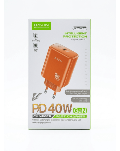 Bavin punjač 40W PD Type C PC209Y narandžasta
