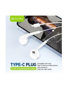 BAVIN Slušalice za telefon type-C, bela