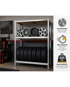 eHomeStorage Garažna metalna polica 180x120x40cm za odlaganje guma