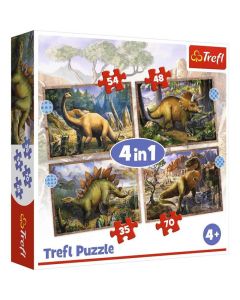 TREFL Puzzle Interesting dinosaurs - 4in1  (35, 48, 54, 70 delova) - T34383