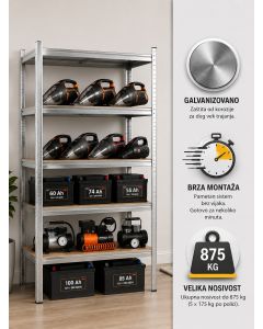 eHomeStorage Garažna metalna polica 180x90x45cm 5 nivoa