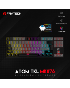 Tastatura Mehanicka Gaming Fantech MK876 RGB Atom TKL siva (Blue switch) - 210649