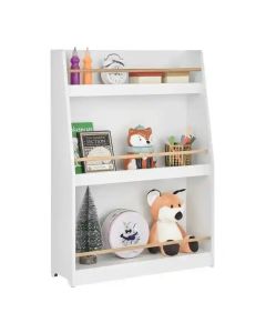 KINDER HOME Dečija polica, Drveni organizator za knjige i igračke, bela boja, za udobnu dečiju sobu - TF-6142-V