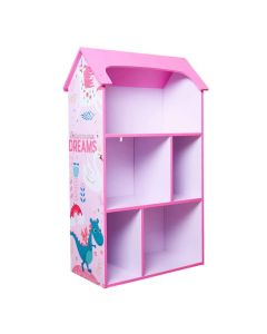 KINDER HOME Dečija drvena polica za odlaganje igračaka i knjiga roze - TF5810