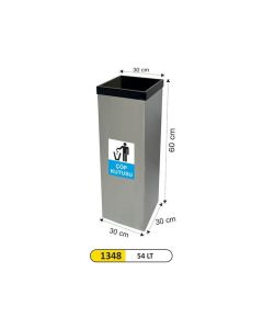 ARIMETAL Četvrtasta kanta za otpatke bez poklopca Inox 30x30x60cm TK-1348 - TK-1348