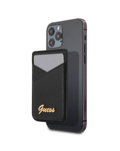 Maska za kartice Guess Wallet Cardslot Sticker 3M Saffiano Script  crna (GUCHSSABK) - 205395
