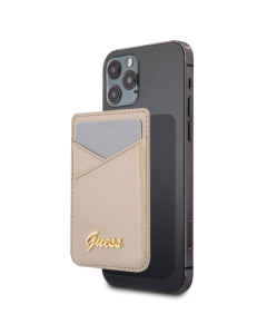 Maska za kartice Guess Wallet Cardslot Sticker 3M Saffiano Script  zlatna (GUCHSSAGO) - 205396