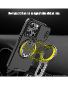 Maska za Xiaomi Redmi Note 14 Pro Plus (EU) CamShield Ring stand crna