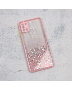 Maska za Samsung Galaxy A21s Frame Glitter roze - 90661-1