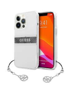 Maska za iPhone 13 Pro 6.1 Guess 4G Stripe Charm siva (GUHCP13LKB4GGR) - 205688