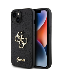 Maska za iPhone 15 6.1 Guess Hc Fixed Glitter 4G Big Metal Logo crna (GUHCP15SHG4SGK) - 210420