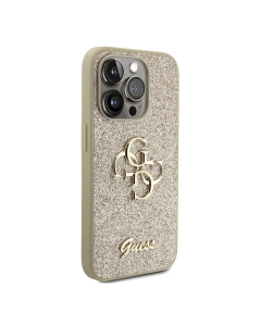 Maska za iPhone 15 Pro 6.1 Guess Hc Fixed Glitter 4G Big Metal Logo zlatna (GUHCP15LHG4SGD) - 210424