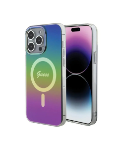 Maska za iPhone 15 Pro 6.1 Guess Hc IML Magsafe Iridescent crna (GUHMP15LHITSK) - 210434