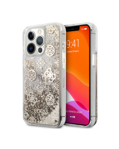 Maska za iPhone 13 Pro 6.1 Guess Hc Liquid Glitter Peony zlatna (GUHCP13LLGPEGO) - 201077