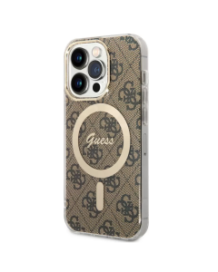 Maska za iPhone 15 Pro 6.1 braon (GUHMP15LH4STW) Guess Hc Magsafe IML 4G Pattern - 210438