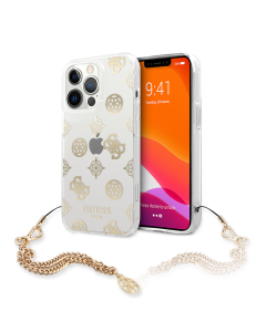 Maska za iPhone 13 Pro 6.1 Guess Hc Pc Chain Handle Peony zlatna (GUHCP13LKSPEGO) - 201080