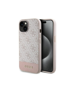 Maska za iPhone 15 6.1 Guess Hc PC/TPU 4G Bottom Stripe roze (GUHCP15SG4GLPI) - 211145