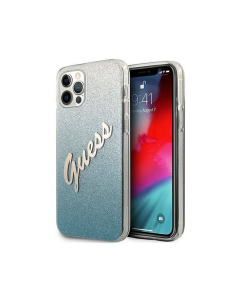 Maska za iPhone 12/12 Pro 6.1 Guess Hc PC/TPU Script Glitter Gradient plava (GUHCP12MPCUGLSBL) - 205387