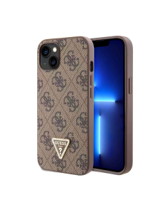 Maska za iPhone 15 6.1 braon (GUHCP15SP4TDPW) Guess Hc PU Leather 4G Triangle Strass - 210425