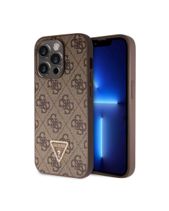 Maska za iPhone 15 Pro 6.1 braon (GUHCP15LP4TDPW) Guess Hc PU Leather 4G Triangle Strass - 210426