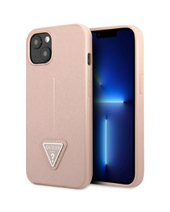 Maska za iPhone 14 6.1 Guess Hc Saffiano PU Triangle pink (GUHCP14SPSATLP) - 205364