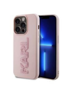 Maska za iPhone 15 Pro Max 6.7 Karl Lagerfeld 3D Rubber Glitter Logo roze (KLHCP15X3DMBKCP) - 211139