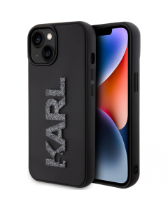 Maska za iPhone 15 6.1 Karl Lagerfeld Hc 3D Logo Glitter crna (KLHCP15S3DMBKCK) - 210405