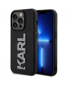 Maska za iPhone 15 Pro 6.1 Karl Lagerfeld Hc 3D Logo Glitter crna (KLHCP15L3DMBKCK) - 210406