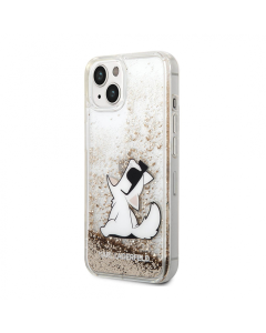 Maska za iPhone 14 6.1 Karl Lagerfeld Hc Liquid Glitter Choupette zlatna (KLHCP14SGCFD) - 205307