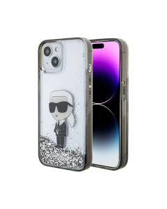 Maska za iPhone 15 6.1 transparent (KLHCP15SLKKNSK) Karl Lagerfeld Hc Liquid Glitter Ikonik - 210413