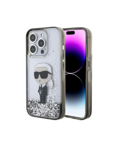 Maska za iPhone 15 Pro 6.1 transparent (KLHCP15LLKKNSK) Karl Lagerfeld Hc Liquid Glitter Ikonik - 210414