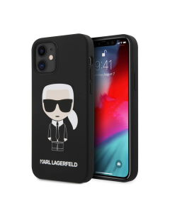 Maska za iPhone 12 mini 5.4 Karl Lagerfeld Hc Silicone Full Body Ikonic crna (KLHCP12SSLFKBK) - 205341