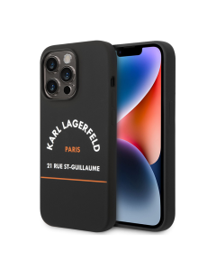 Maska za iPhone 14 Pro 6.1 Karl Lagerfeld Hc Silicone RSG crna (KLHCP14LSRSGHLK) - 205315