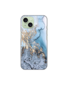 Maska za iPhone 15 6.1 Blue Gold Marble Silikonska Print - 8019886
