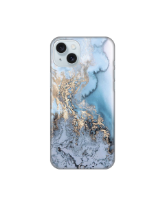 Maska za iPhone 15 Plus 6.7 Blue Gold Marble Silikonska Print - 8019896