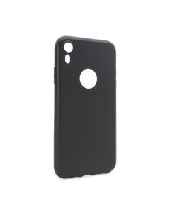 Maska za iPhone XR mat silikonska Skin crna (sa otvorom za logo) - 88768