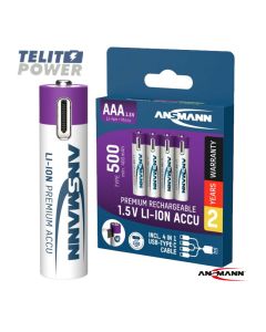 ANSMANN Punjiva Li-Ion 1.5V 500mAh AAA sa USB tip C ulazom za punjenje Ansmann 4 komada