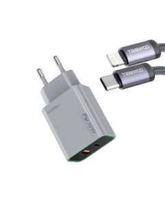 TRANYOO Kućni punjač T-EU13L 30W 2 Izlaza/USB-A+USB-C sa C na lightning