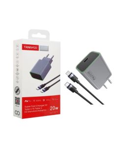 TRANYOO Kućni punjač T-EU7C 20W PD sa kablom USB-C na USB-C Kablom