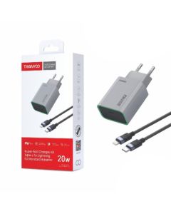 TRANYOO Kućni punjač T-EU7L 20W PD sa kablom USB-C na Lightning kablom