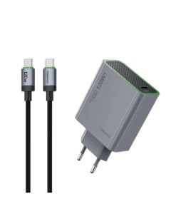 TRANYOO Kućni punjač T-EU8 120W Gan Suoer-Compatibile Charger +Type C kabl, siva - 1920016