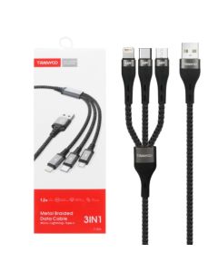 TRANYOO USB Kabl T-XS6 ojačan 3u1, crna