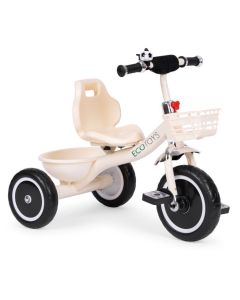 ECO TOYS Tricikl guralica za decu sa zvoncem i korpom, bež - WQL-1999 BEIGE