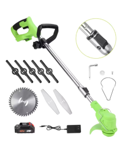 AKU trimer za travu sa dve baterije, punjačem i tri vrste sečiva