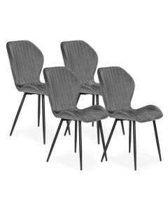 MODERNHOME Trpezarijske stolice set 4 kom velour siva - MC-188