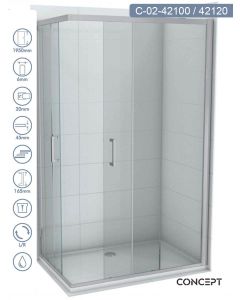 Concept Tuš kabina Element 100x120x195cm 6mm providno staklo, srebrni ram - 8895-9368