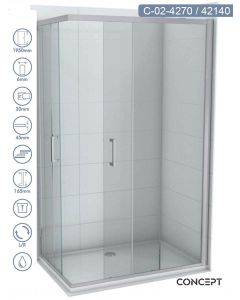 Concept Tuš kabina Element 70x140x195cm 6mm providno staklo, srebrni ram - 8355-c-42140