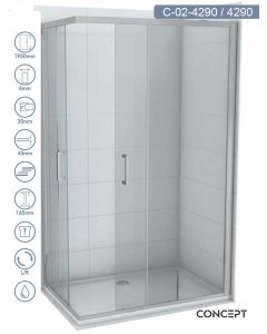 Concept Tuš kabina Element 90x90x195cm 6mm providno staklo, srebrni ram - 8356-8356